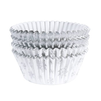 Cupcake Baking Cases - Silver Snow